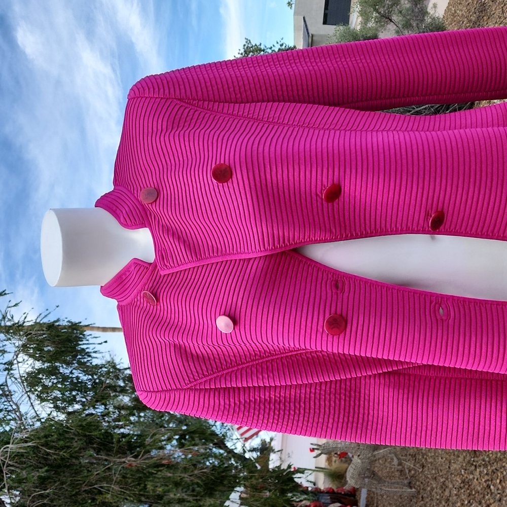 GIORGIO ARMANI Fuchsia Wool Blazer 46 Minimalist Cadet Jacket 90s Italy VINTAGE - Picture 13 of 16